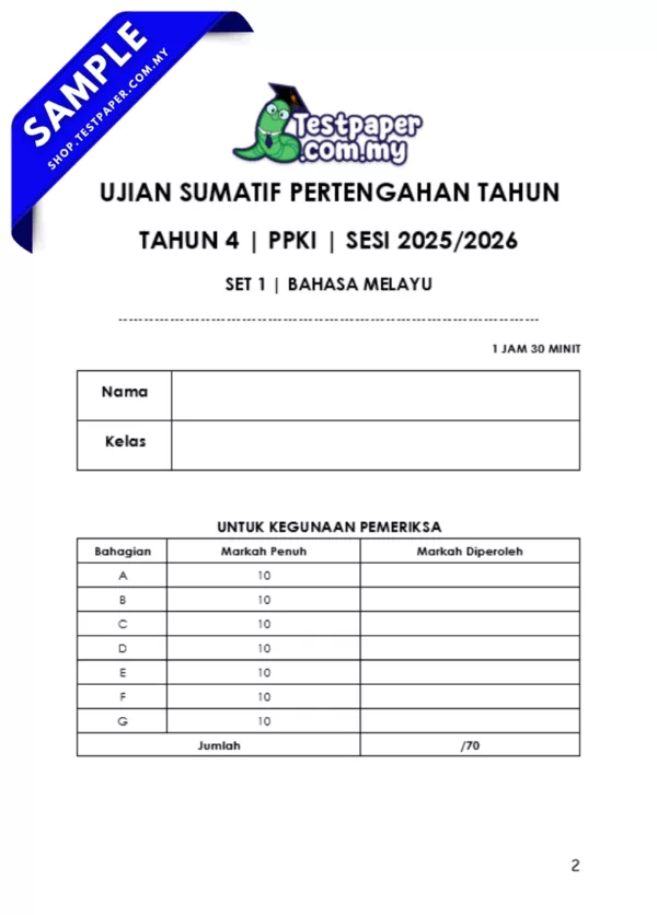 Soalan BM PPKI Tahun 4 Pertengahan Tahun 2025-2026 Disediakan Dokumen Word dan PDF