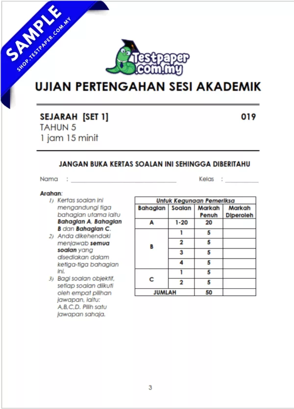 Rujukan UPSA Sejarah Tahun 5 2025-2026 Pertengahan Tahun Ada Dokumen JSU