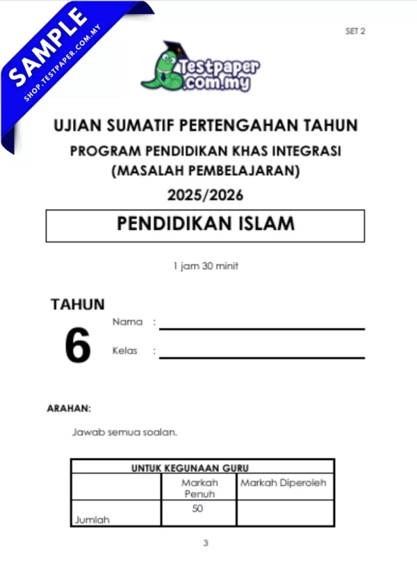 Ujian Pertengahan Pendidikan Islam Tahun 6 2025-2026 PPKI Dalam Word