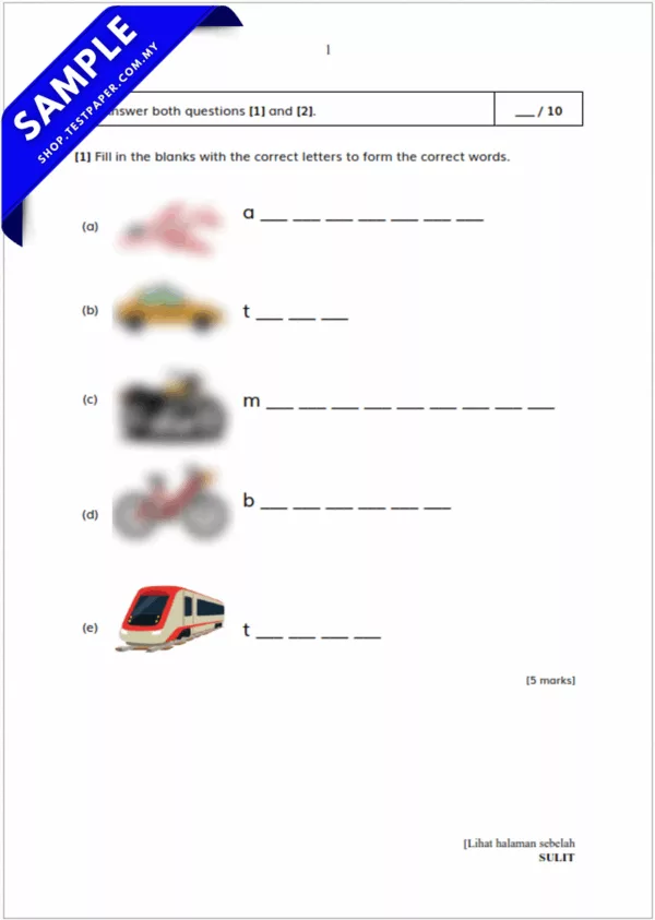 Bahan Ujian PBD Bahasa Inggeris Tahun 1 2025 Pertengahan Tahun Mengandungi PDF+Word