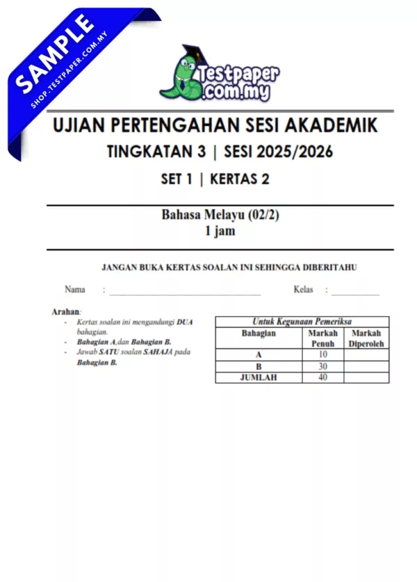 Koleksi Soalan UPSA Tingkatan 3 2025-2026 KSSM Terkini Dalam PDF dan JSU