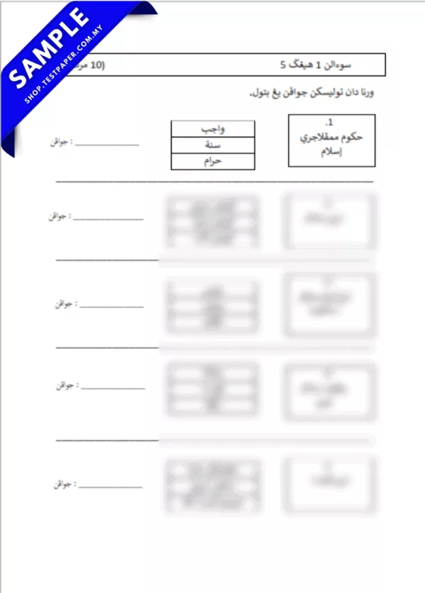 Bahan Ujian Tauhid Tahun 1 SRA Johor Penggal 1 2025 Dalam Word dan PDF
