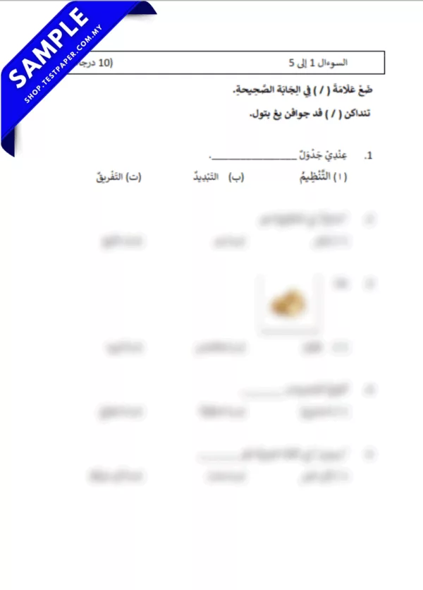Kertas Ujian Lughah Arabiah Tahun 3 SRA Johor Penggal 1 2025 Ada Disediakan PDF