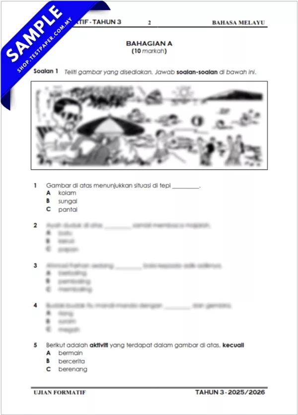 Modul Soalan Formatif BM Tahun 3 Penggal 1 2025 Dalam Word dan PDF