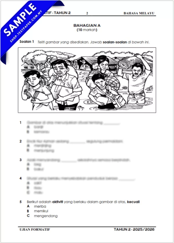 Kertas Ujian Formatif BM Tahun 2 Penggal 1 2025 Gabungan Word dan PDF
