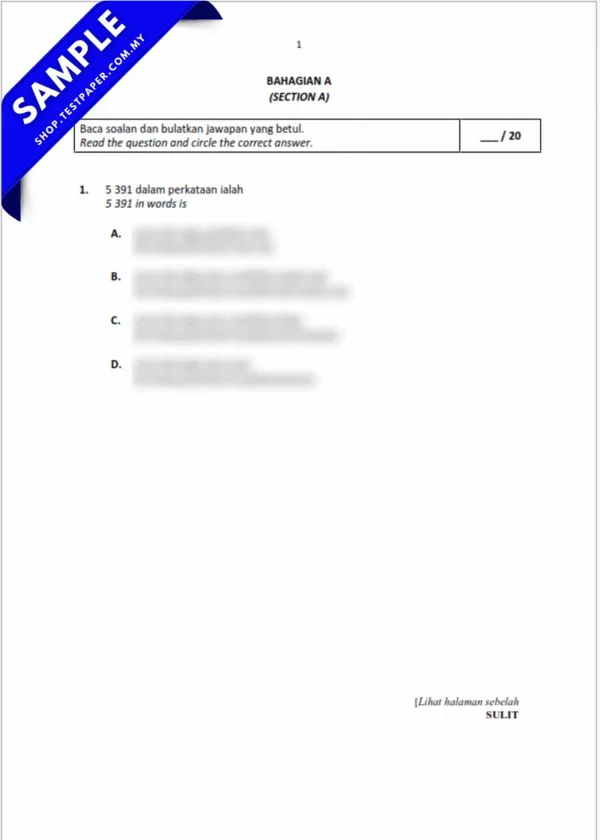 Bahan Soalan PBD Pertengahan Tahun Matematik Tahun 3 2025-2026 USPT Dengan Gabungan PDF dan Word