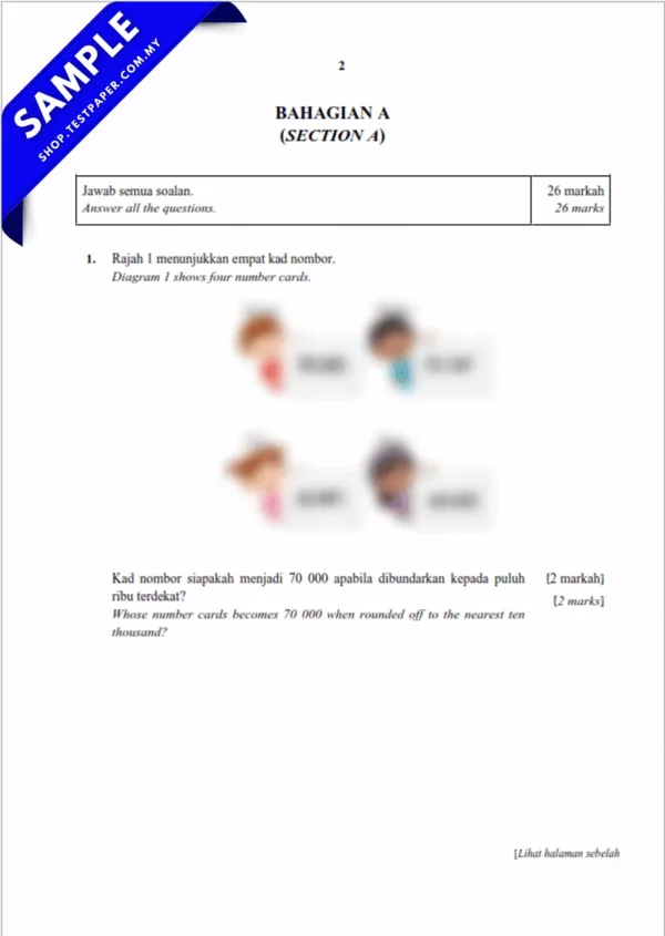 Soalan UPSA Matematik Tahun 4 2025-2026 Dengan Bersama PDF dan Word