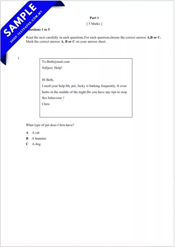 Dapatkan Ujian Bahasa Inggeris SJKC UPSA Tahun 5 2025-2026 PDF
