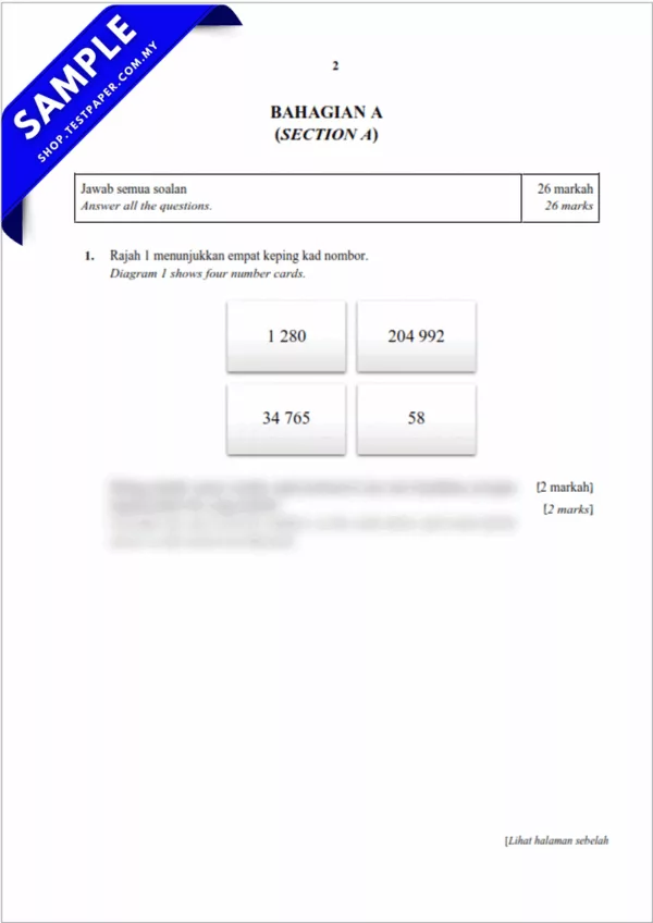 Koleksi Soalan UPSA Matematik Tahun 5 2025-2026 Pertengahan Tahun Dengan Word Serta PDF