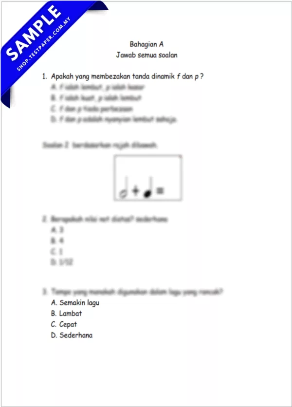 Bahan Soalan Muzik Tahun 5 Pertengahan Tahun 2025-2026 USPT Ada JSU