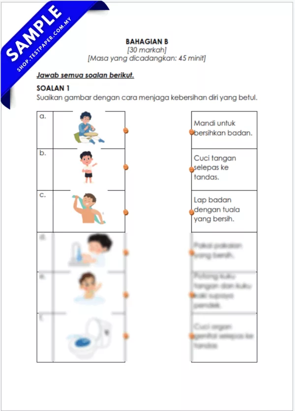 Kertas Ujian PJPK Tahun 1 Pertengahan Tahun 2025 Dengan Skema Jawapan dan JSU Pilihan