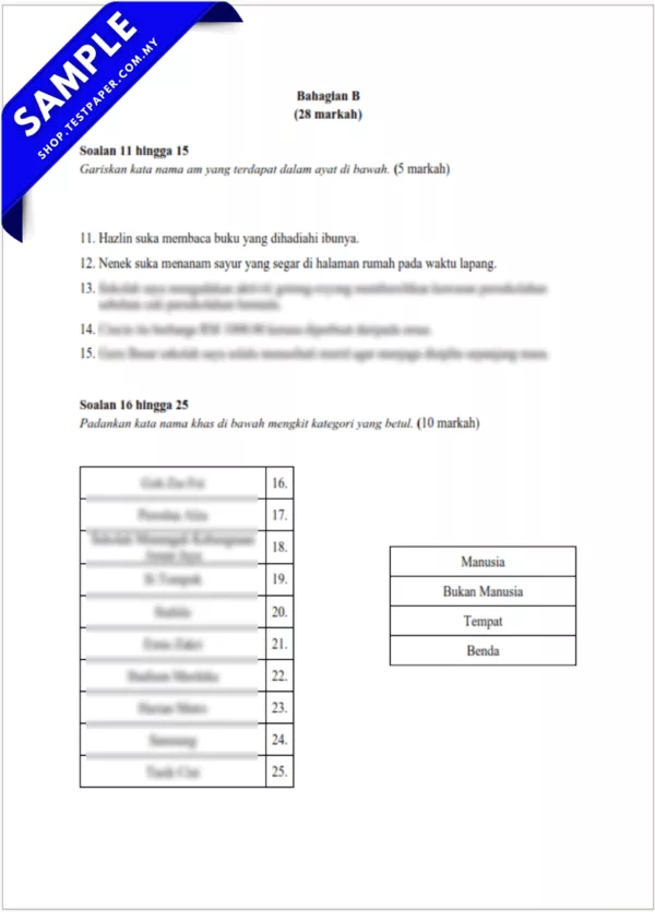 Modul Ujian BM Peralihan Tingkatan 1 2025-2026 Pertengahan Tahun Dalam Word