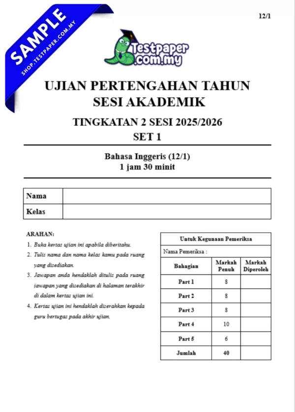 Himpunan Ujian Pertengahan Tahun Tingkatan 2 2025-2026 Dengan Dokumen JSU Terkini