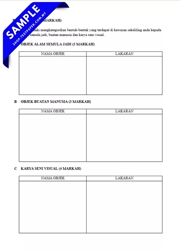Kertas Soalan Akhir Tahun PSV Tingkatan 1 2025 Mengikut Format Word