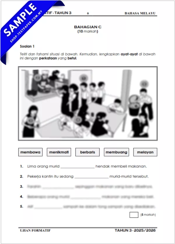 Modul Soalan Formatif BM Tahun 3 Penggal 1 2025 Dalam Word dan PDF