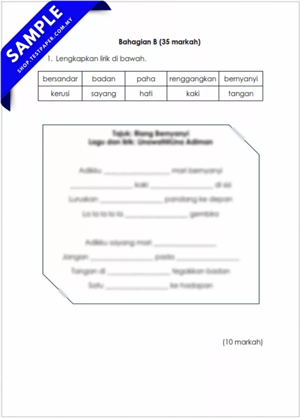 Soalan Pertengahan Tahun Muzik Tahun 2 2025-2026 Ada Word dan PDF