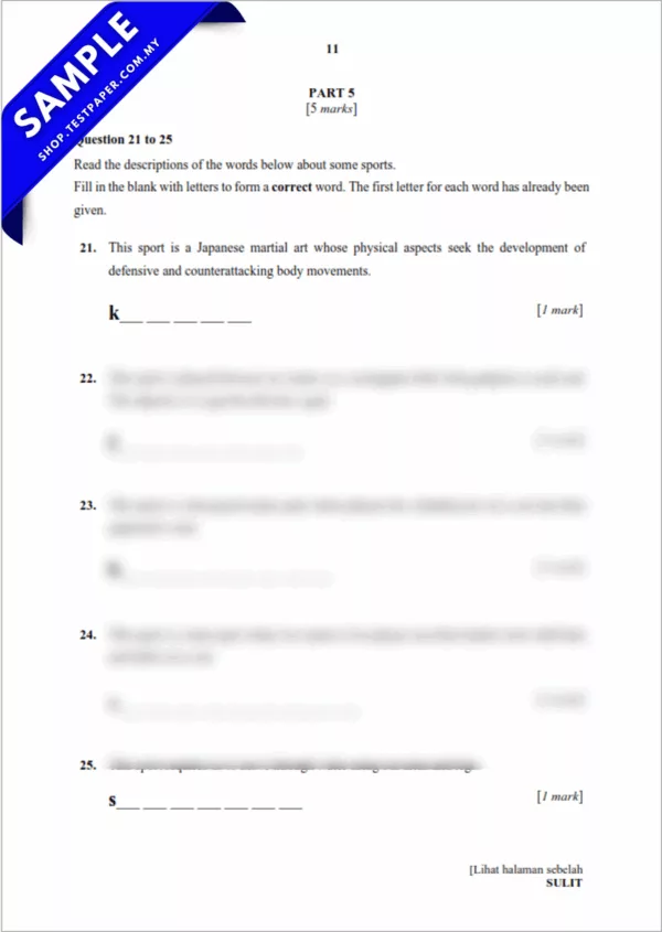 Soalan UPSA BI Tahun 4 Pertengahan Tahun 2025-2026 PDF dan Word