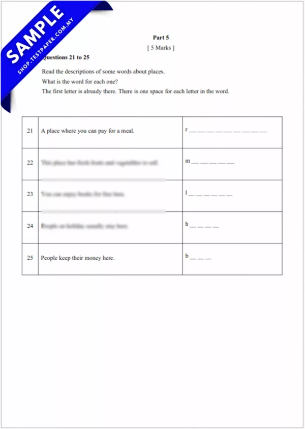 Dapatkan Ujian Bahasa Inggeris SJKC UPSA Tahun 5 2025-2026 PDF