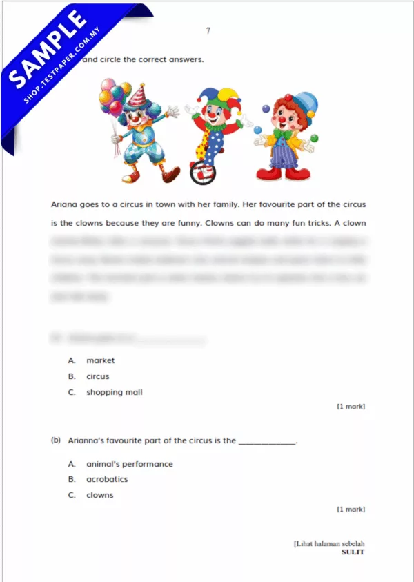 Bahan Ujian PBD Bahasa Inggeris Tahun 1 2025 Pertengahan Tahun Mengandungi PDF+Word
