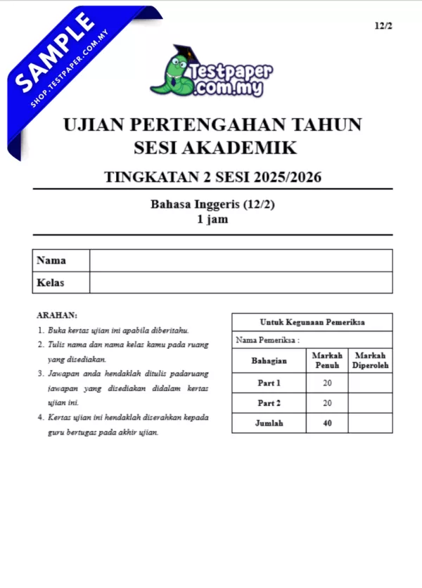 Himpunan Ujian Pertengahan Tahun Tingkatan 2 2025-2026 Dengan Dokumen JSU Terkini