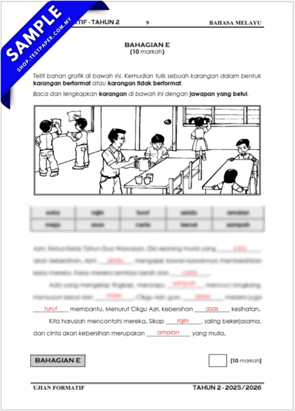 Kertas Ujian Formatif BM Tahun 2 Penggal 1 2025 Gabungan Word dan PDF