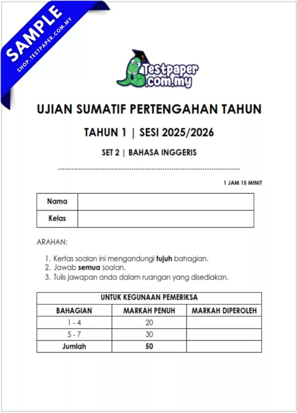 Koleksi Soalan Tahun 1 Pertengahan Tahun 2025-2026 yang Disediakan Pilihan PDF dan Word Serta JSU
