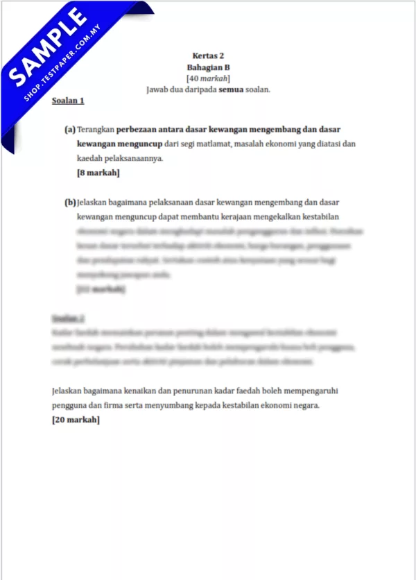 Download Soalan Ekonomi Tingkatan 5 Pertengahan Tahun 2025-2026 Ada Word Serta PDF