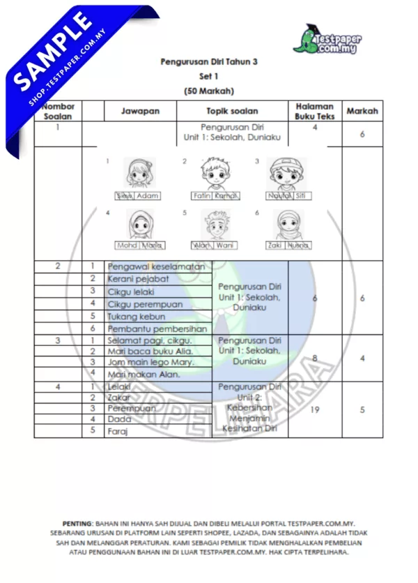 Download Ujian Pengurusan Diri PPKI Tahun 3 Pertengahan Tahun 2025-2026 USPT Ada Word dan PDF