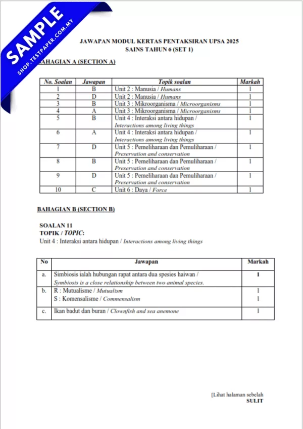 Download Soalan UPSA Sains Tahun 6 2025-2026 Bagi Pertengahan Tahun Dalam Word