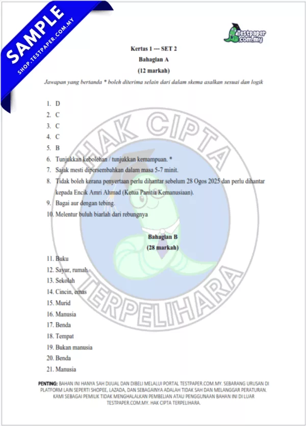 Modul Ujian BM Peralihan Tingkatan 1 2025-2026 Pertengahan Tahun Dalam Word