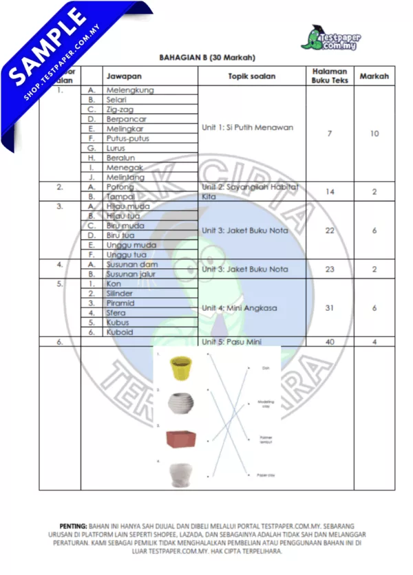 Koleksi Ujian PSV Tahun 5 Pertengahan Tahun 2025-2026 USPT Ada JSU Berserta Word