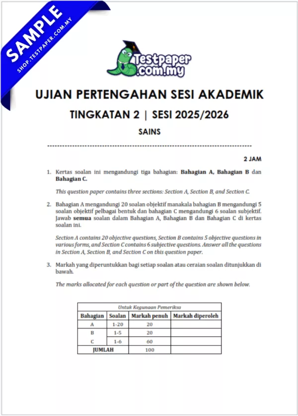 Himpunan Ujian Pertengahan Tahun Tingkatan 2 2025-2026 Dengan Dokumen JSU Terkini