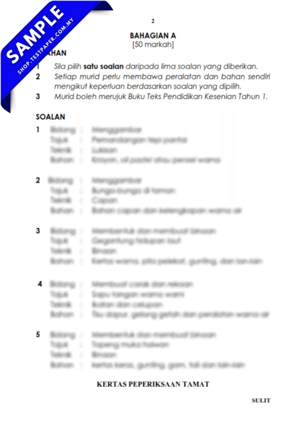 Himpunan Ujian PSV Tahun 1 Pertengahan Tahun 2025-2026 USPT Dengan Dokumen JSU