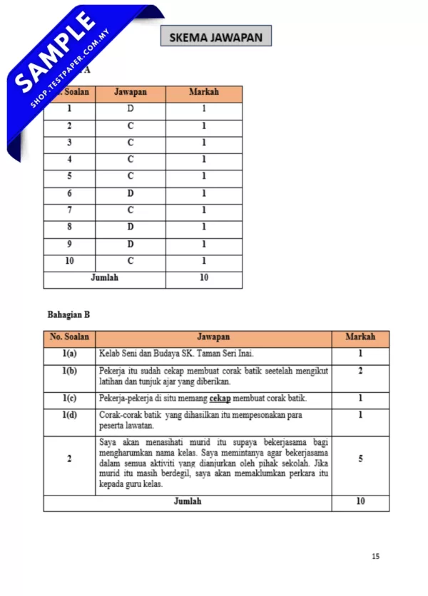 Download Bahan Ujian BM UPSA Tahun 6 2025-2026 Ada Disediakan Dengan JSU