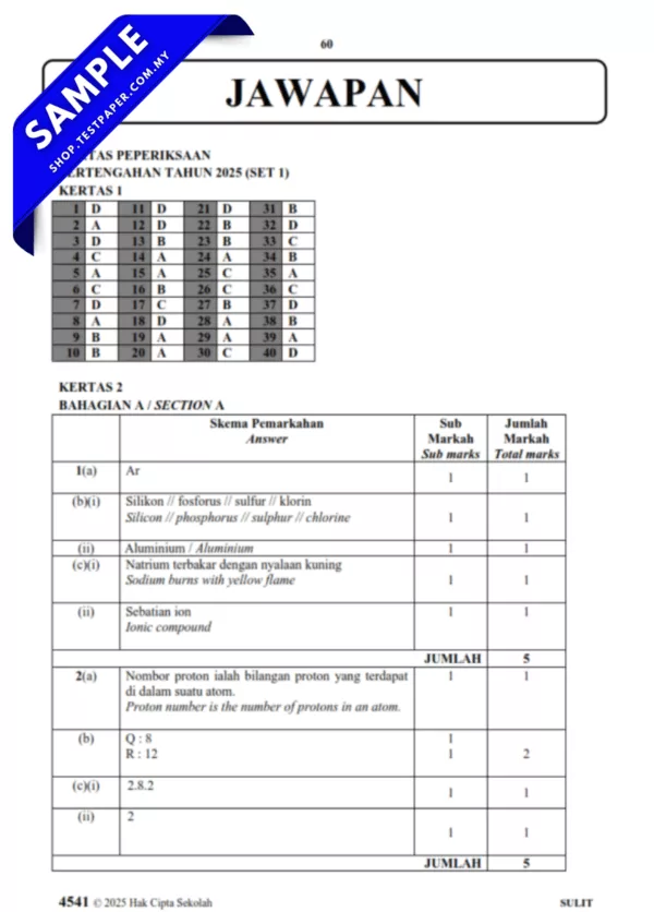 Modul 4 Set Soalan Kimia Tingkatan 5 2025-2026 Pertengahan Tahun yang Terbaik