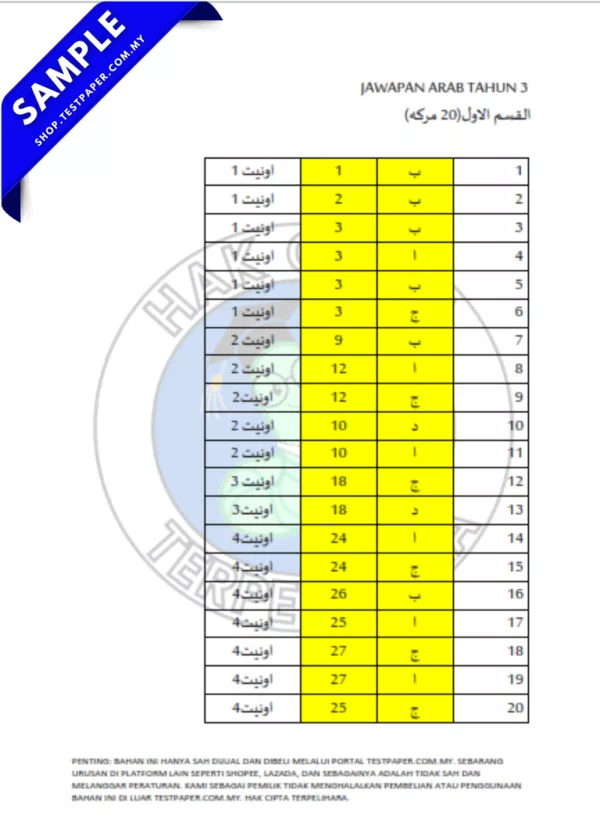 Muat Turuan Ujian Bahasa Arab SRA Selangor Tahun 3 2025 Tengah Tahun