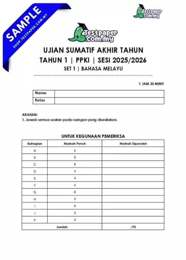 Dokumen Soalan Akhir BM PPKI Tahun 1 2025 Disediakan Dalam PDF dan Word