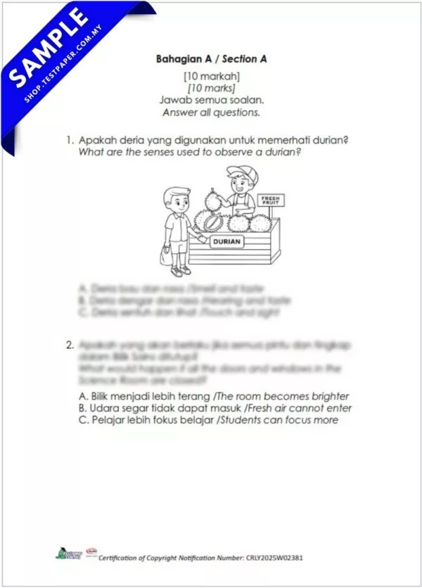PDF Ujian Sains Akhir Tahun 3 2025 Dalam Word dan JSU