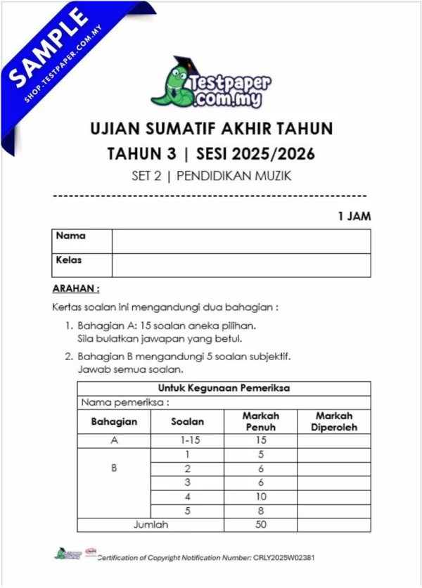 Download Ujian Pendidikan Muzik Akhir Tahun 3 2025 Berserta JSU