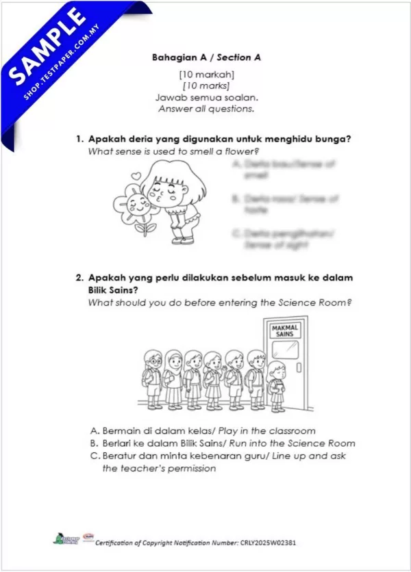 Dokumen Soalan Sains Tahun 1 Akhir Tahun 2025 untuk Guru dan Ibu Bapa