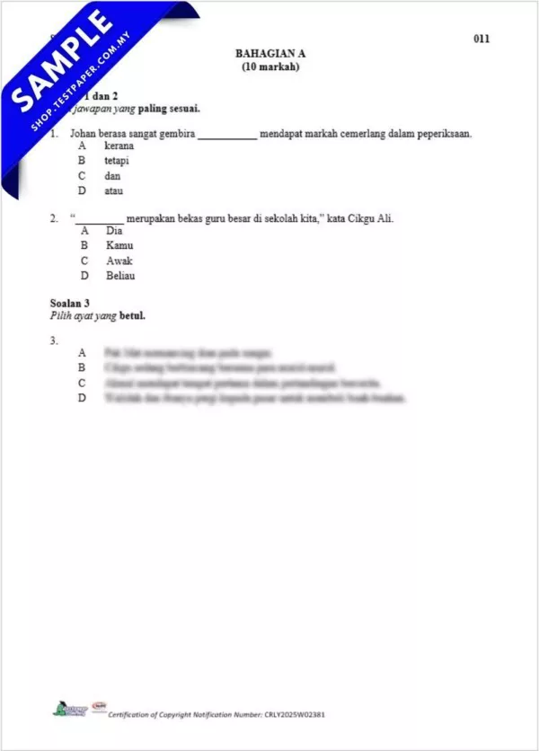 Bahan Ujian BM Akhir Tahun 4 2025 Disediakan Dalam PDF, Word dan JSU