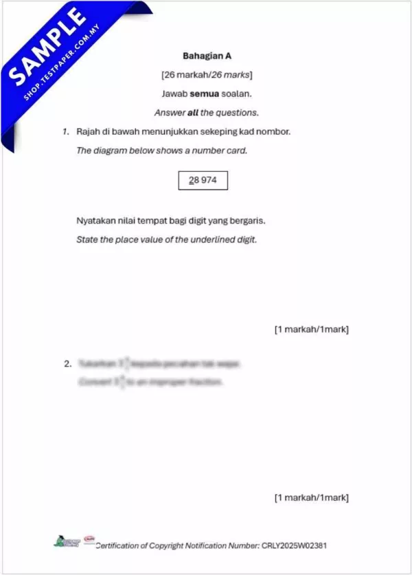 Muat Turun Ujian Matematik Akhir Tahun 4 2025 Disediakan Dalam PDF, Word dan JSU