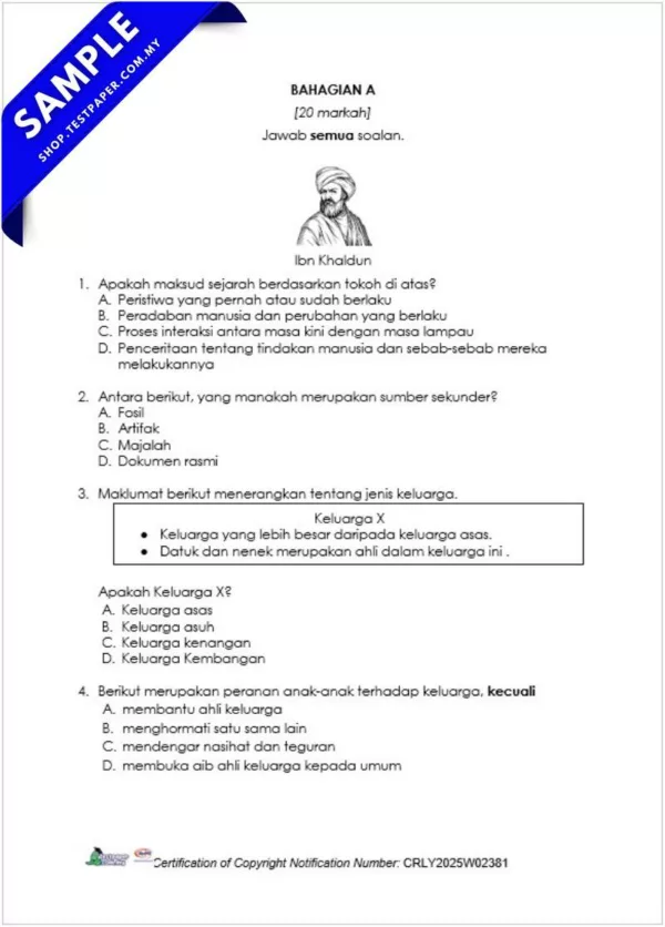 Bahan Ujian Akhir Sejarah Tahun 4 2025 Dalam Bentuk Word dan JSU KSSR