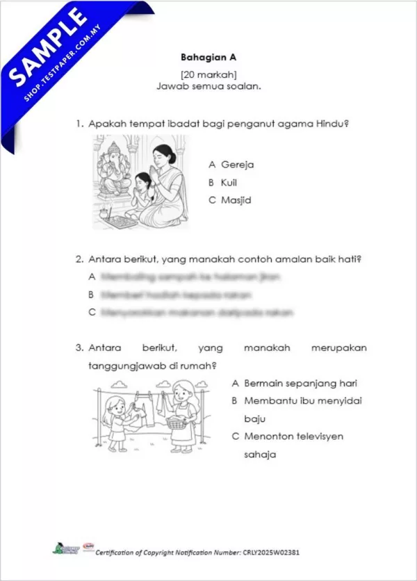 Bahan Ujian Pendidikan Moral Tahun 1 Akhir Tahun 2025 Disediakan Dalam PDF dan Word Serta JSU
