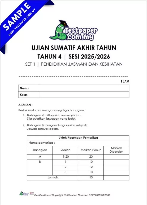 Word Ujian Akhir PJPK Tahun 4 2025 Dalam Bentuk Word dan JSU Terbaru