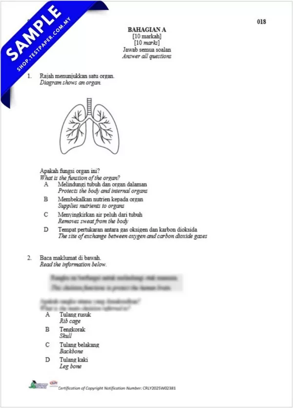 Kertas Ujian Akhir Sains Tahun 5 UASA 2025 Dalam Bentuk PDF dan Word Serta Ada JSU
