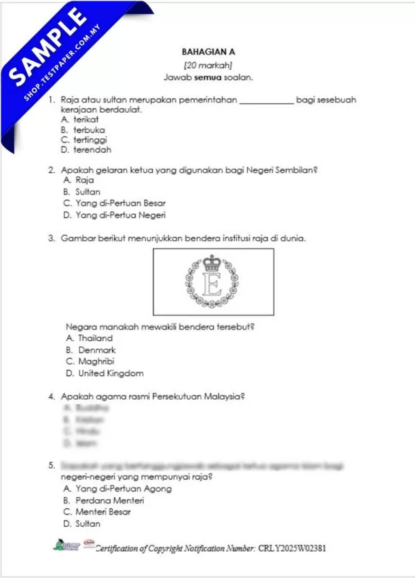 Bahan Ujian Akhir Sejarah Tahun 5 UASA 2025 yang Ada Dalam Word dan PDF Serta JSU
