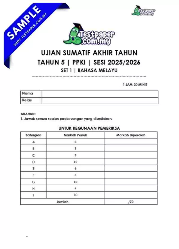 Download Soalan Bahasa Melayu PPKI Akhir Tahun 5 2025 Dalam Format Word