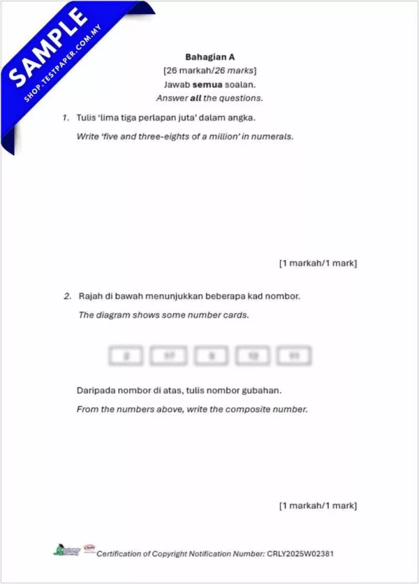 Dapatkan Ujian UASA Matematik Akhir Tahun 6 2025 Dengan Bahan PDF, Word, JSU dan JSI