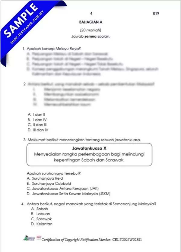 Kertas Ujian Akhir UASA Sejarah Tahun 6 2025 Dalam PDF, Word dan JSU